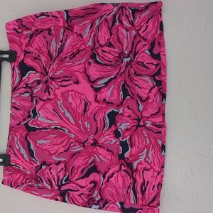 Lily Pulitzer Pink Floral Fully Lined Back Zipper Pink Tropical Skort Size 12